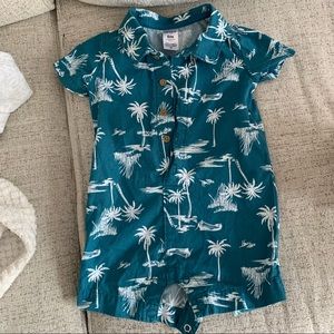 Carter’s teal Hawaiian romper with collar size 6m
